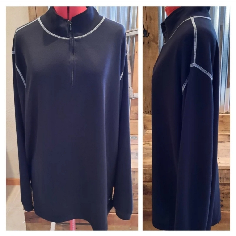 Polartec 1/4 Zip Pull9ver Top Mens 2XL Marshall Fields Navy Blue